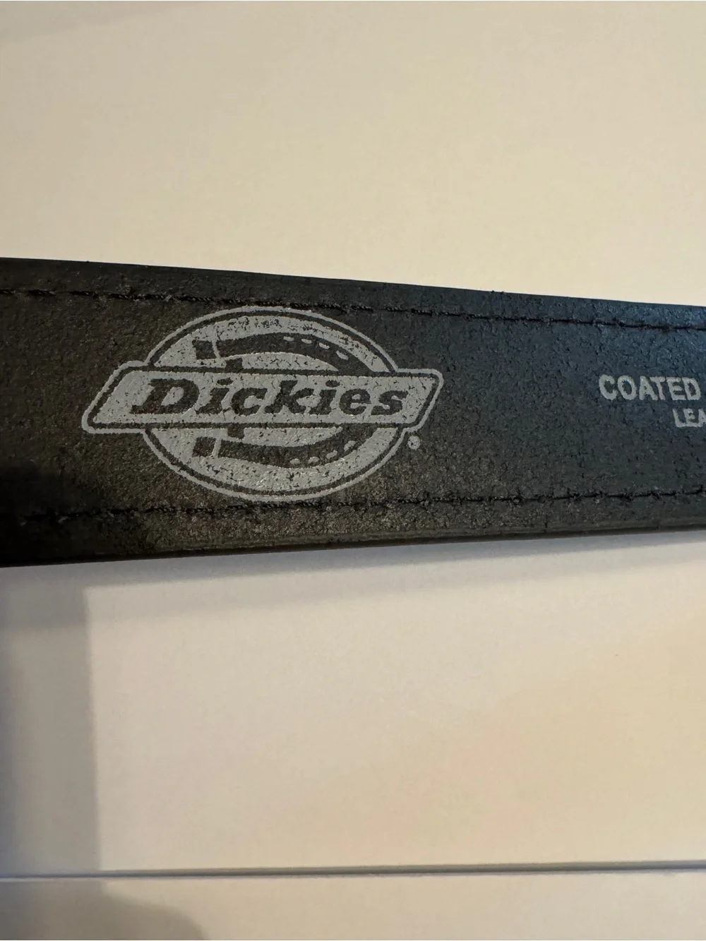 Dickies Black Leather Men's Belt with Metal Logo Plate